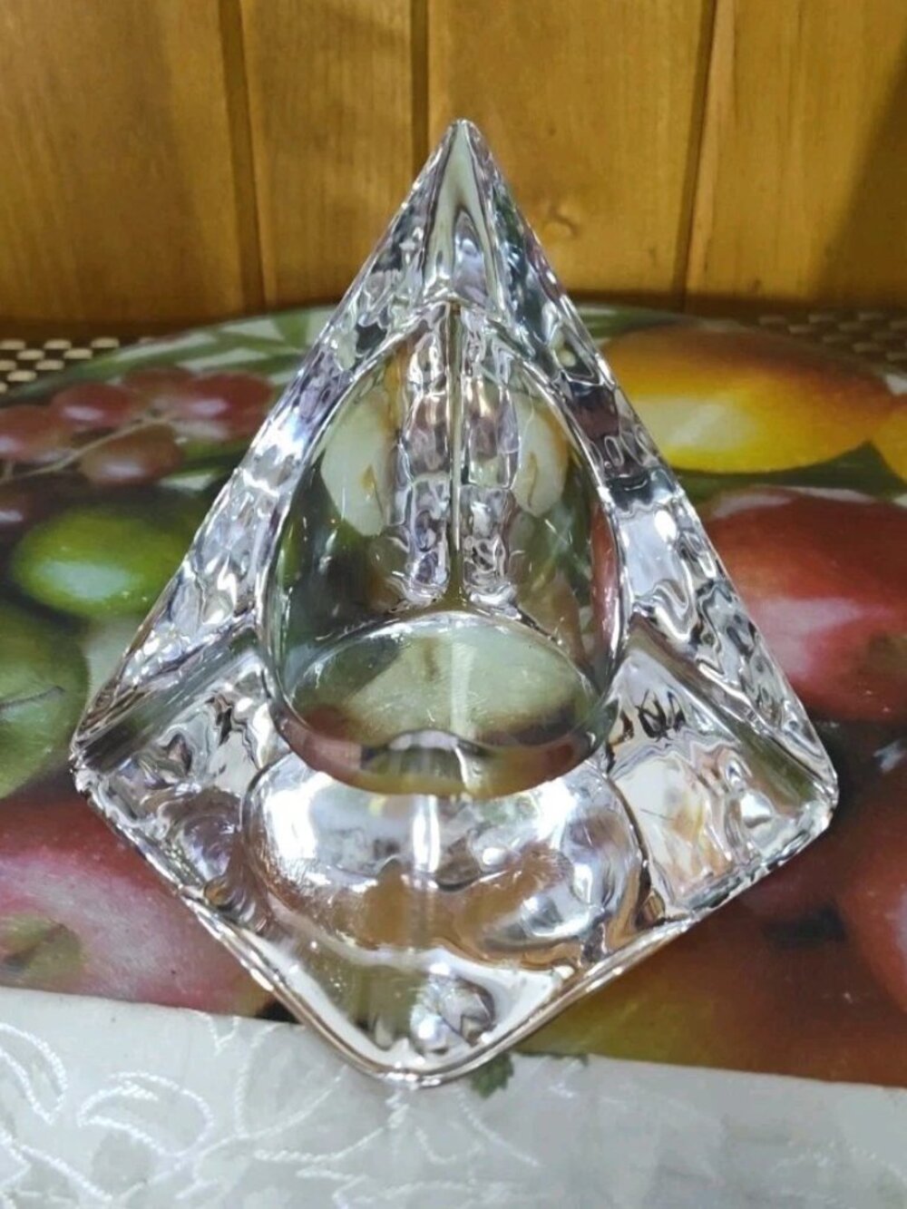 Vintage Nybro Pyramid Art Glass Candle Holder By Tord Kjellstrom Sweden MCM